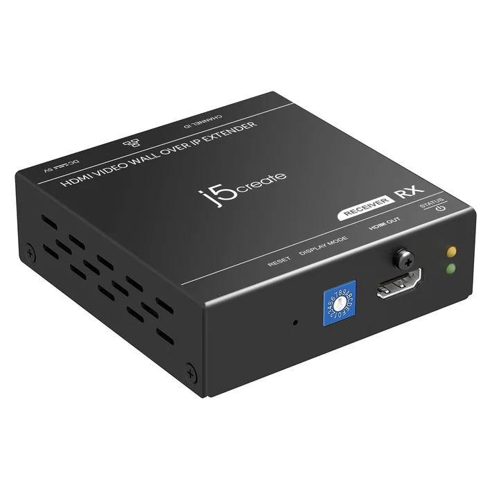 HDMI Video Wall Over IP Encoder and Decoder — transmitter sends signal over Ethernet, receiver connects to display